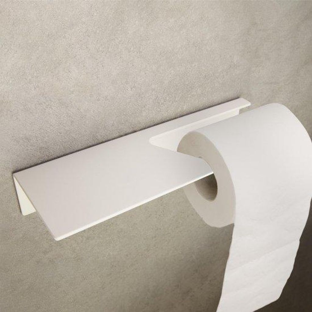 Toilettaschehalter ohne Bohren | Toilettenhalter für Selbstklebe | Toilettenhalter mit Flachbrett weiß | Selbstklebender Toilettenhalter | Modern...