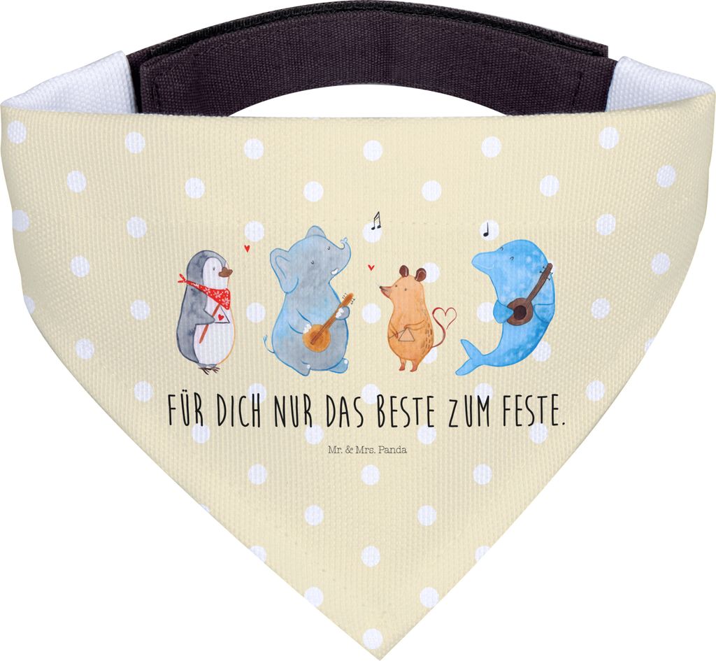 Mr. & Mrs. Panda Dreieckstuch Big Band - Gelb Pastell - Geschenk, Elefant, Halstuch Für Hunde, Bandana, Hundehalstuch, Hund, Musik, Lustige Sprüc...