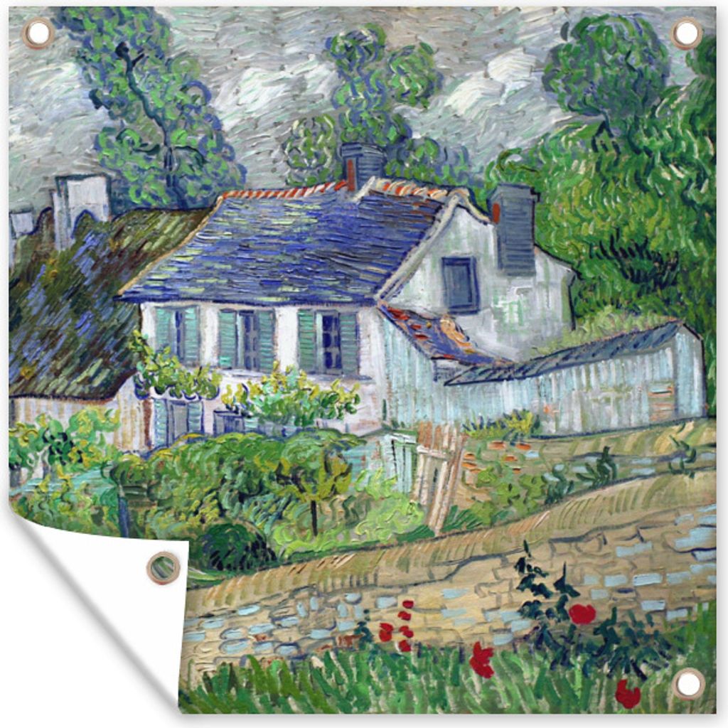 MuchoWow 50x50 cm Outdoor-Poster Gartendeko Sichtschutz Garten Poster für den Garten Haus in Auvers - Vincent van Gogh