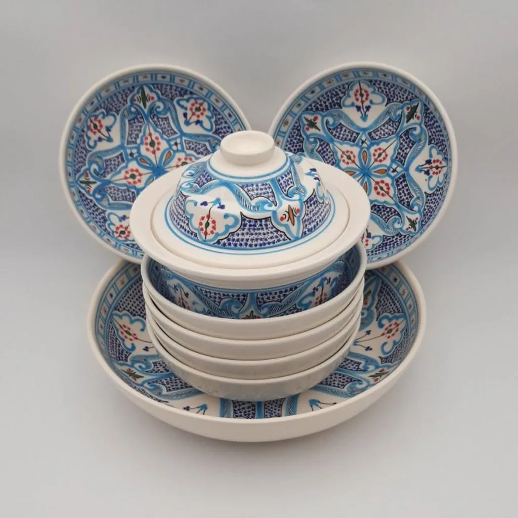 Set Completo Couscous Marocchino Turchese 6 Persone | Offerta Artigianale