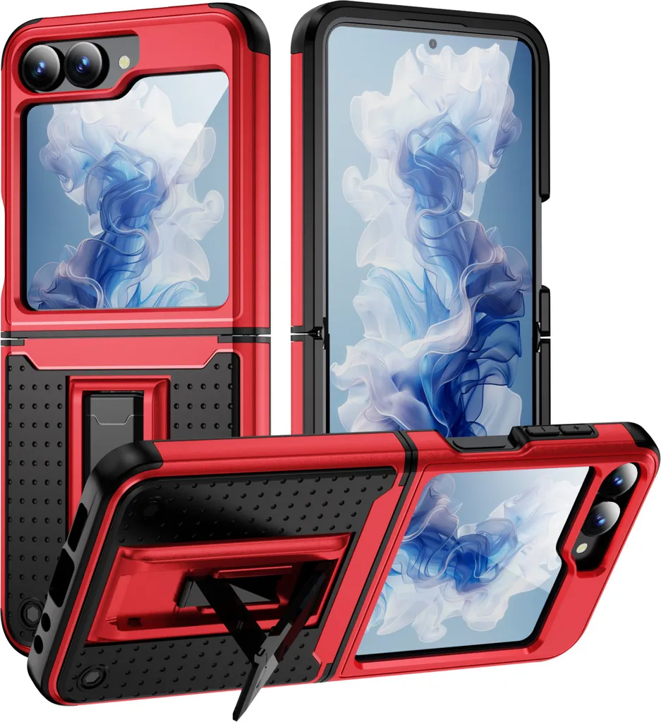 Custodia Flip in Pelle PU Bicolore con Chiusura Magnetica Invisibile Compatibile con Unihertz Jelly Max, Cover Elegante e Protettiva (Rosso