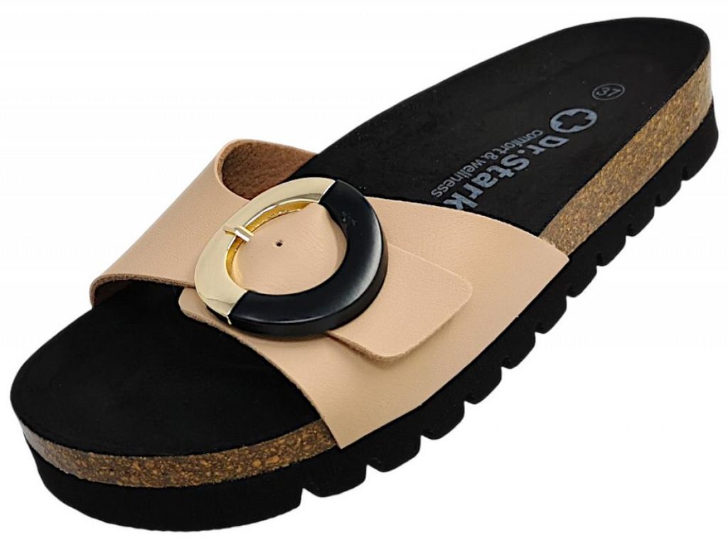 Dr. Stark Damenschuhe Pantoletten Fußbett Pantolette Beige Freizeit, Schuhgröße:41 EU