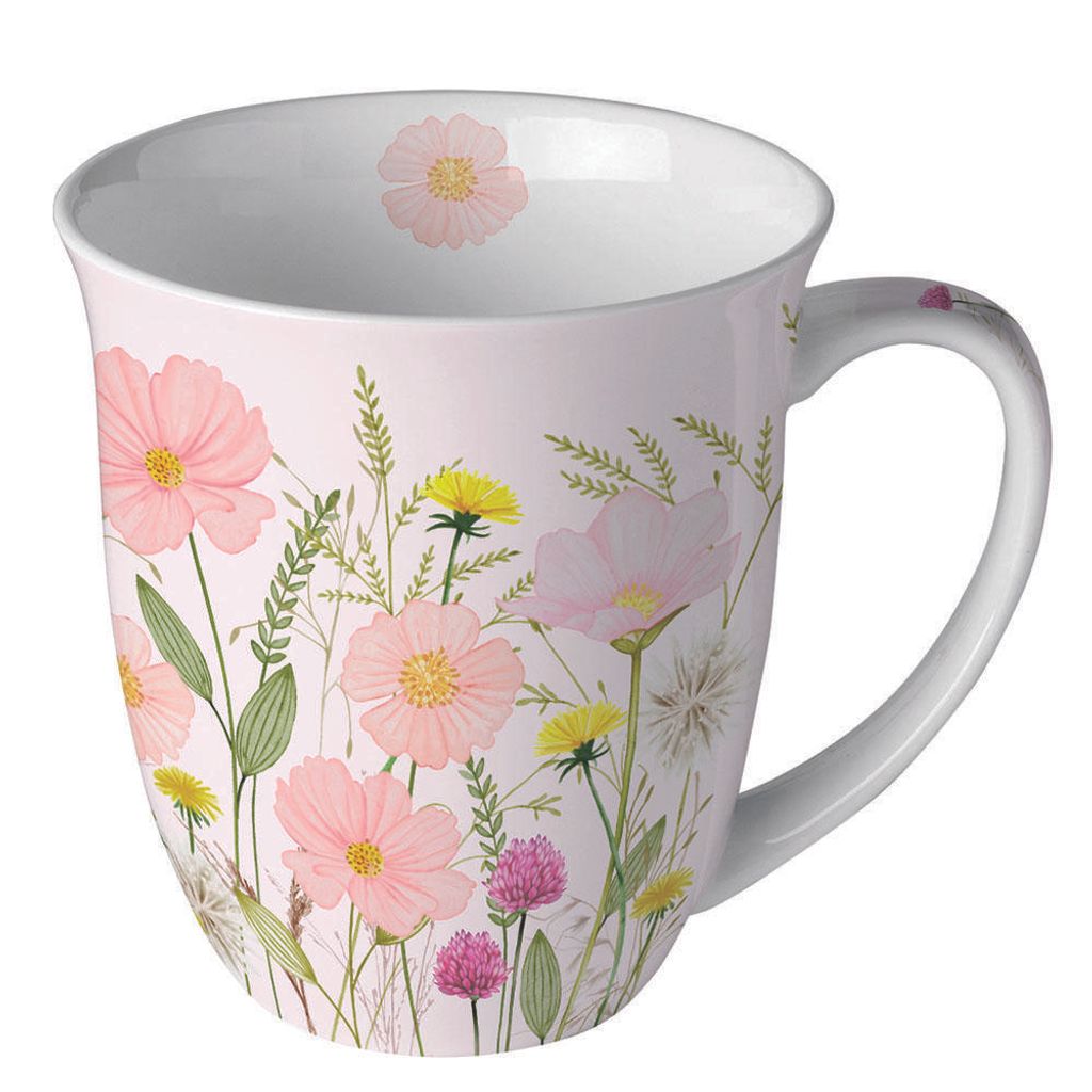 Porzellan-Becher 0,4 L - Pastel flowers pink Produktbild 