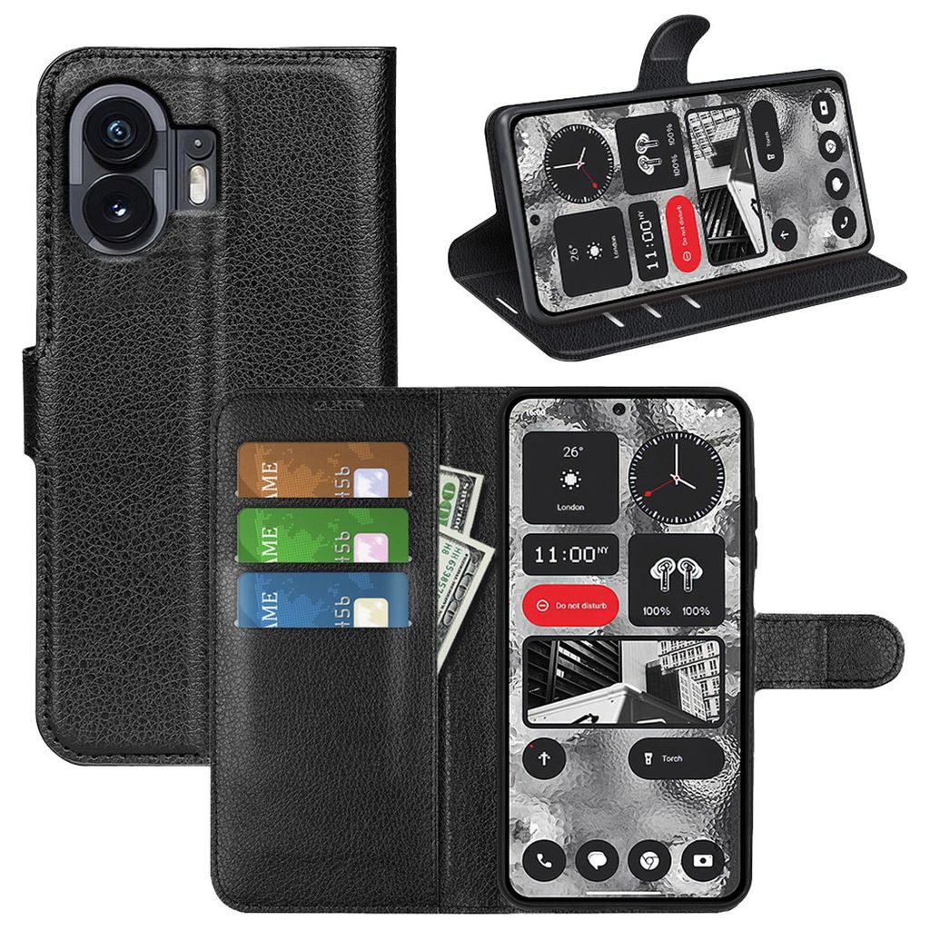 Für Nothing Phone 2 Smart Handy Tasche Schwarz Etuis Produktbild 