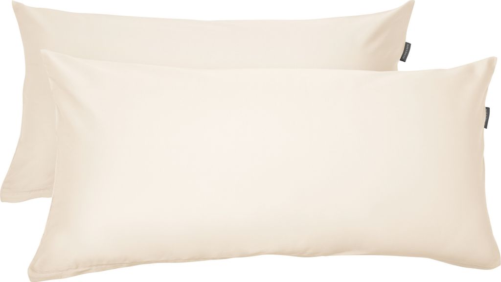 SCHIESSER Kissenhüllenset Ella | 2-teilig | Uni | Satin | 100% Baumwolle | Reißverschluss | 40x80cm | Perlmutt