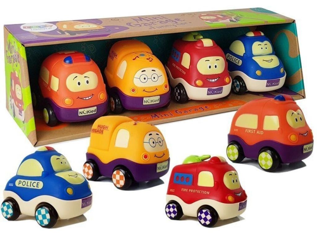 Set ambulanze della polizia per bambini con cordino 4 pezzi Immagine del prodotto 