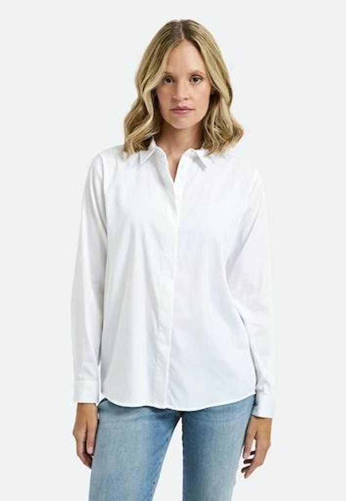 Milano (21) BLOUSE WITH COLLAR, PLACKET AND 1/1, WHITE 100 100 40
