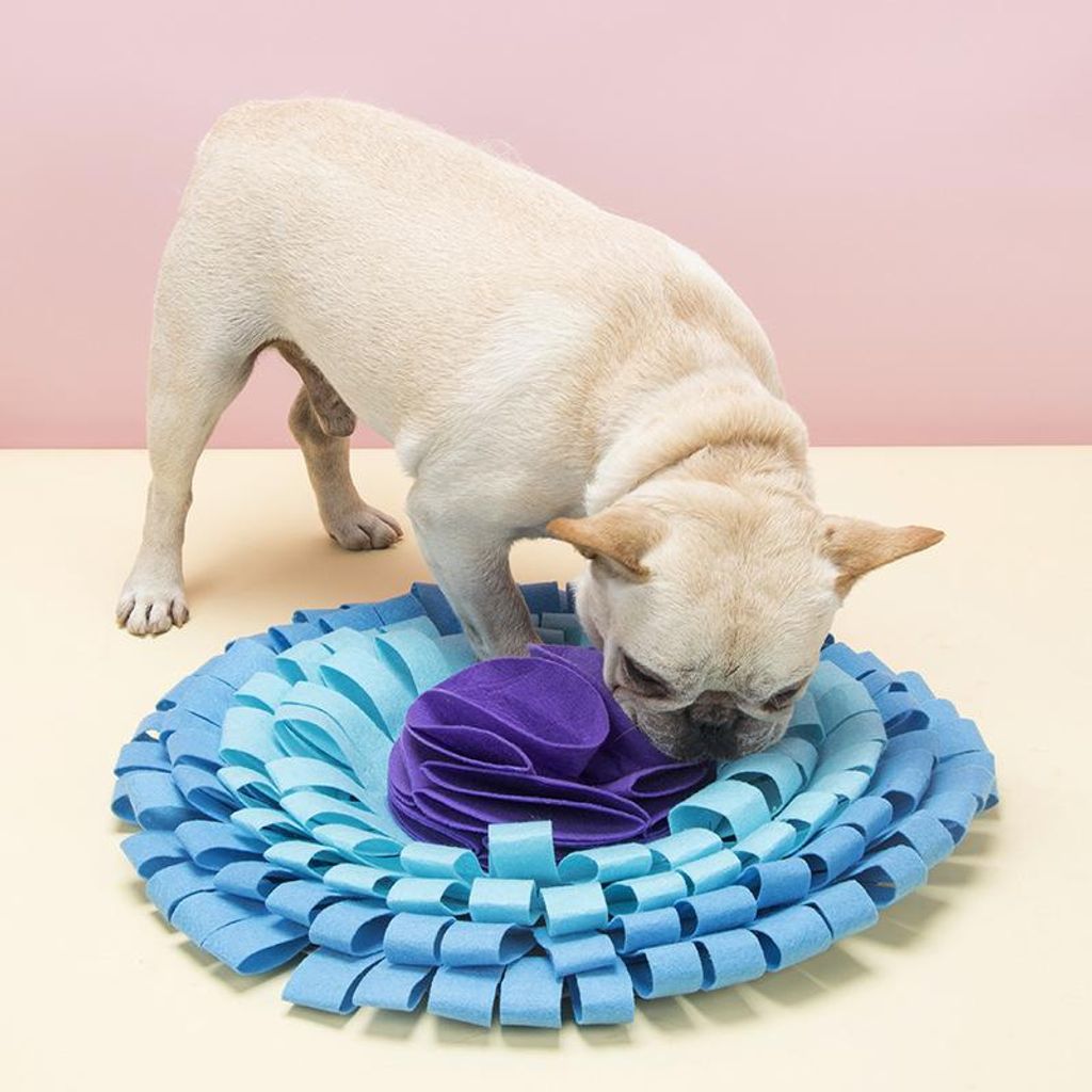INF Interaktive Schnüffelmatte für Haustiere zur langsamen Fütterung für Hunde Blau+Lila