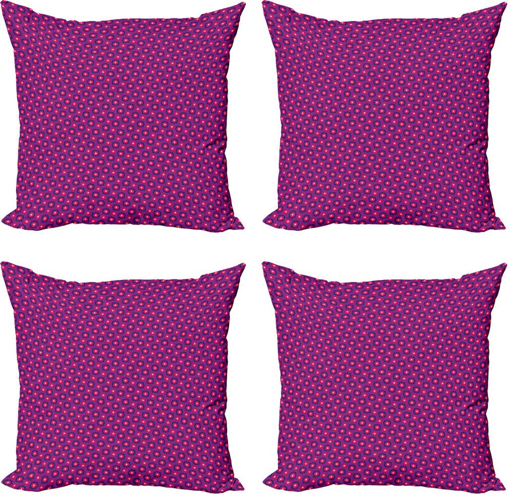 ABAKUHAUS verrückte Kunst Kissenbezug Set (4 Stück), Komplizierte moderne Kreis, Moderner Doppelseitiger Digitaldruck, 45 cm x 45 cm, Hot Pink In...