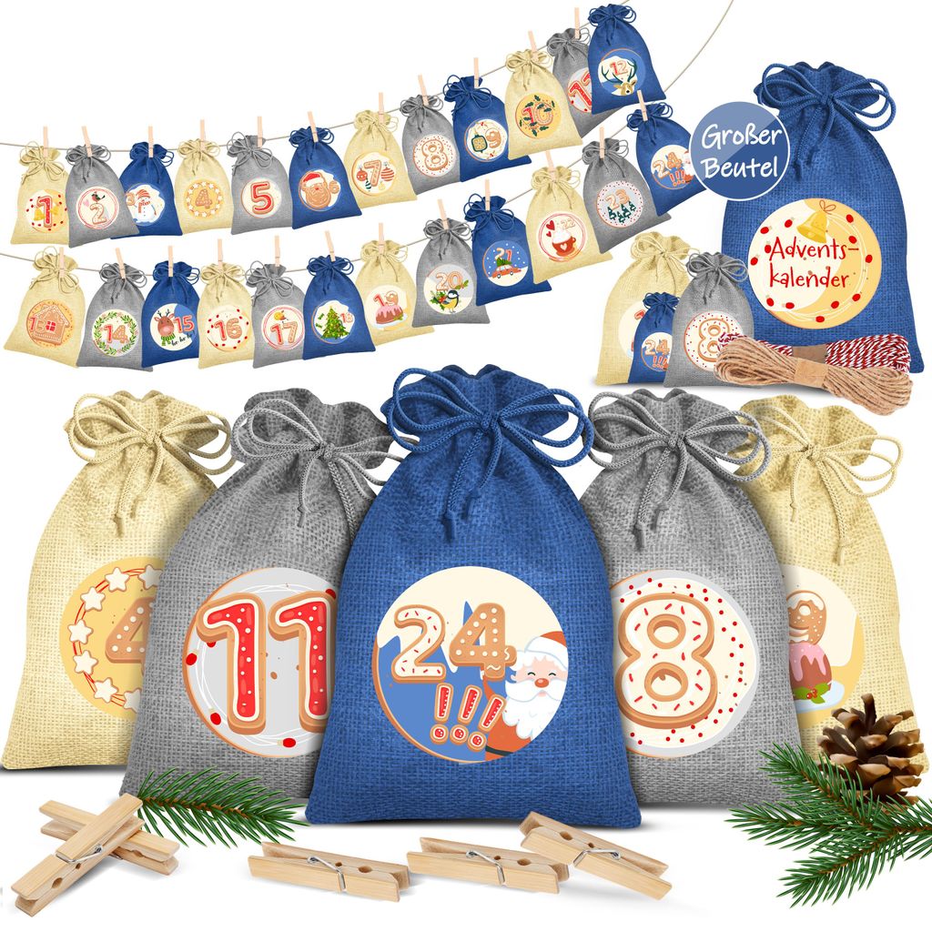 Calendario dell'Avvento KESSER® da riempire: 24 sacchetti Immagine del prodotto 