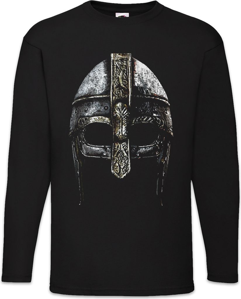 Urban Backwoods Viking Helmet, Langarm T-Shirt, Farbe: Schwarz, Größe: L