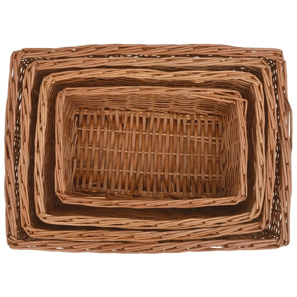 vidaXL Cestini in Vimini Marrone: 4 Pezzi per un Tocco Shabby Chic - 2