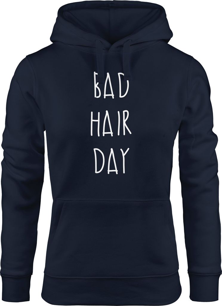 Kapuzen-Pullover Damen Bad Hair Day Motiv Hoodie Moonworks navy L