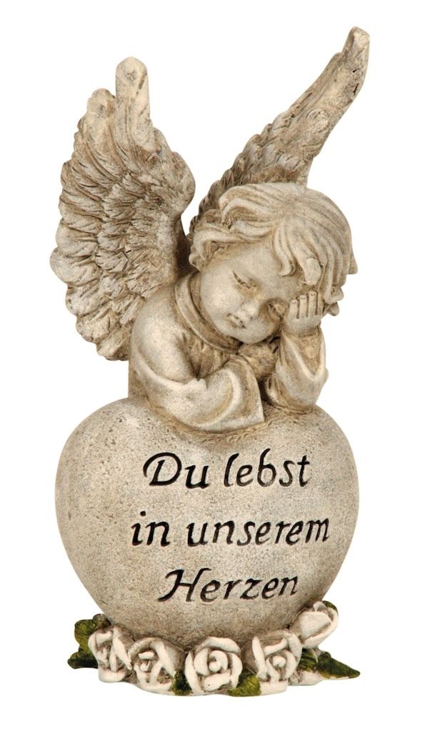 Grabengel mit Spruchherz Du lebst in unserem Herzen – 18,5 cm