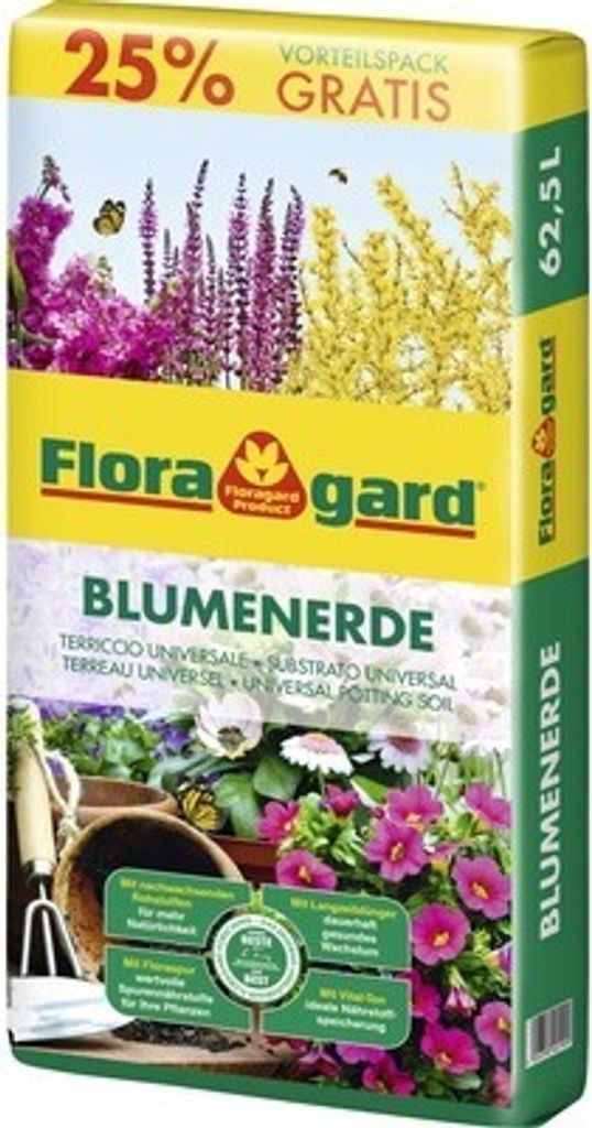 Blumenerde torfreduziert Floragard 62,5 L Produktbild 1