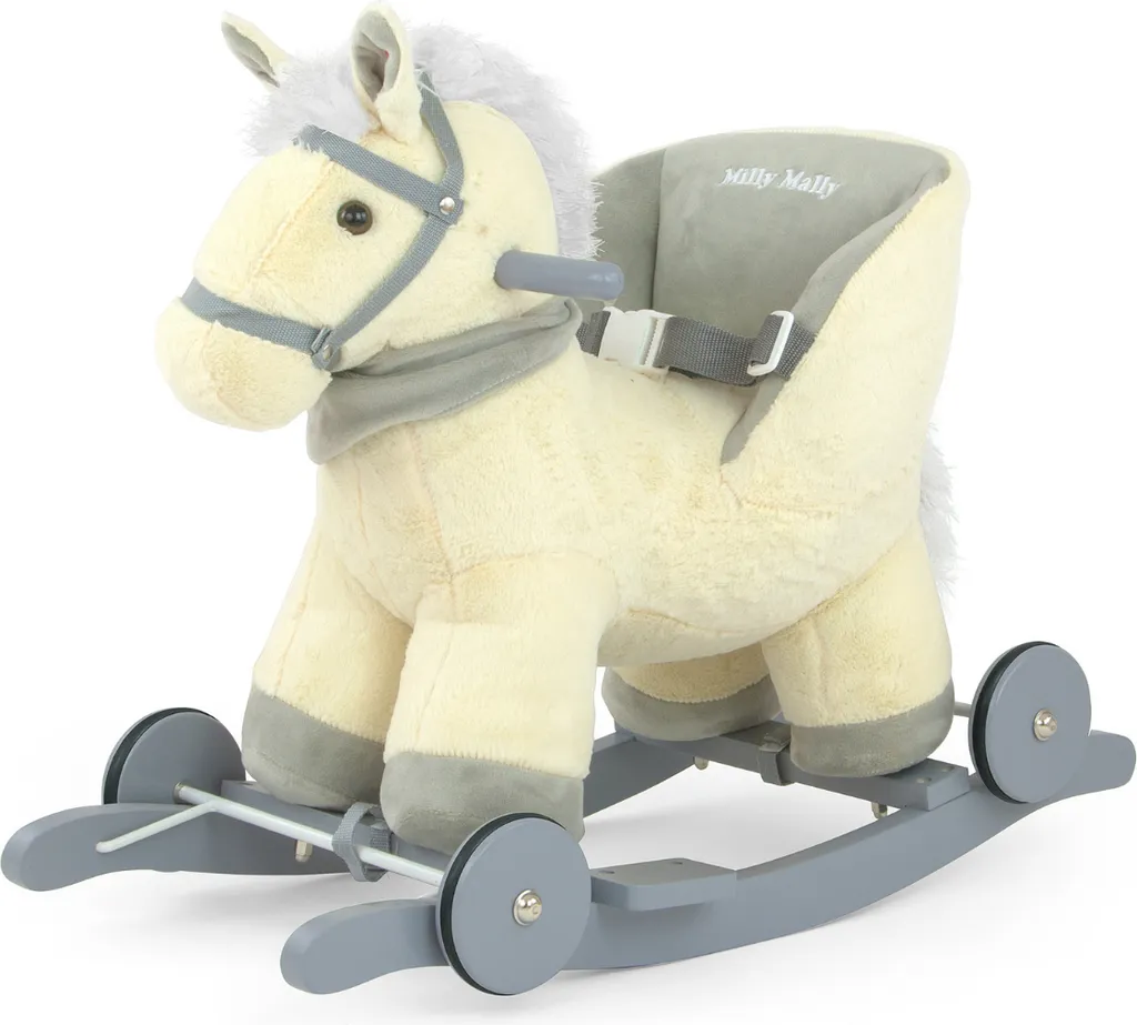Cheval à Bascule en Peluche Polly Milly Mally Beige pour Tout-Petit