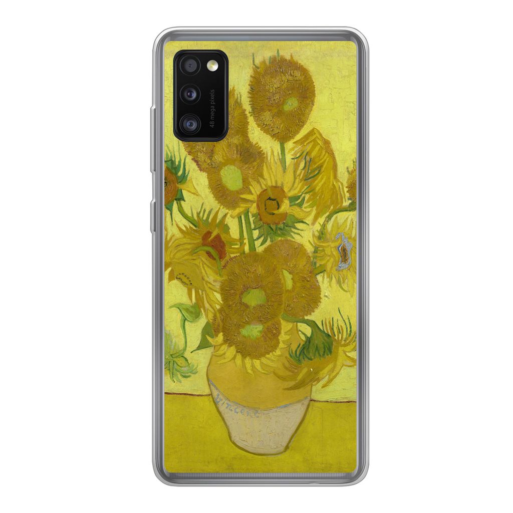 MuchoWow Handyhülle Schutzhülle Hülle für Samsung Galaxy A41 Sonnenblumen - Vincent van Gogh Silikon Softcase Handy Hülle - Mobiltelefon