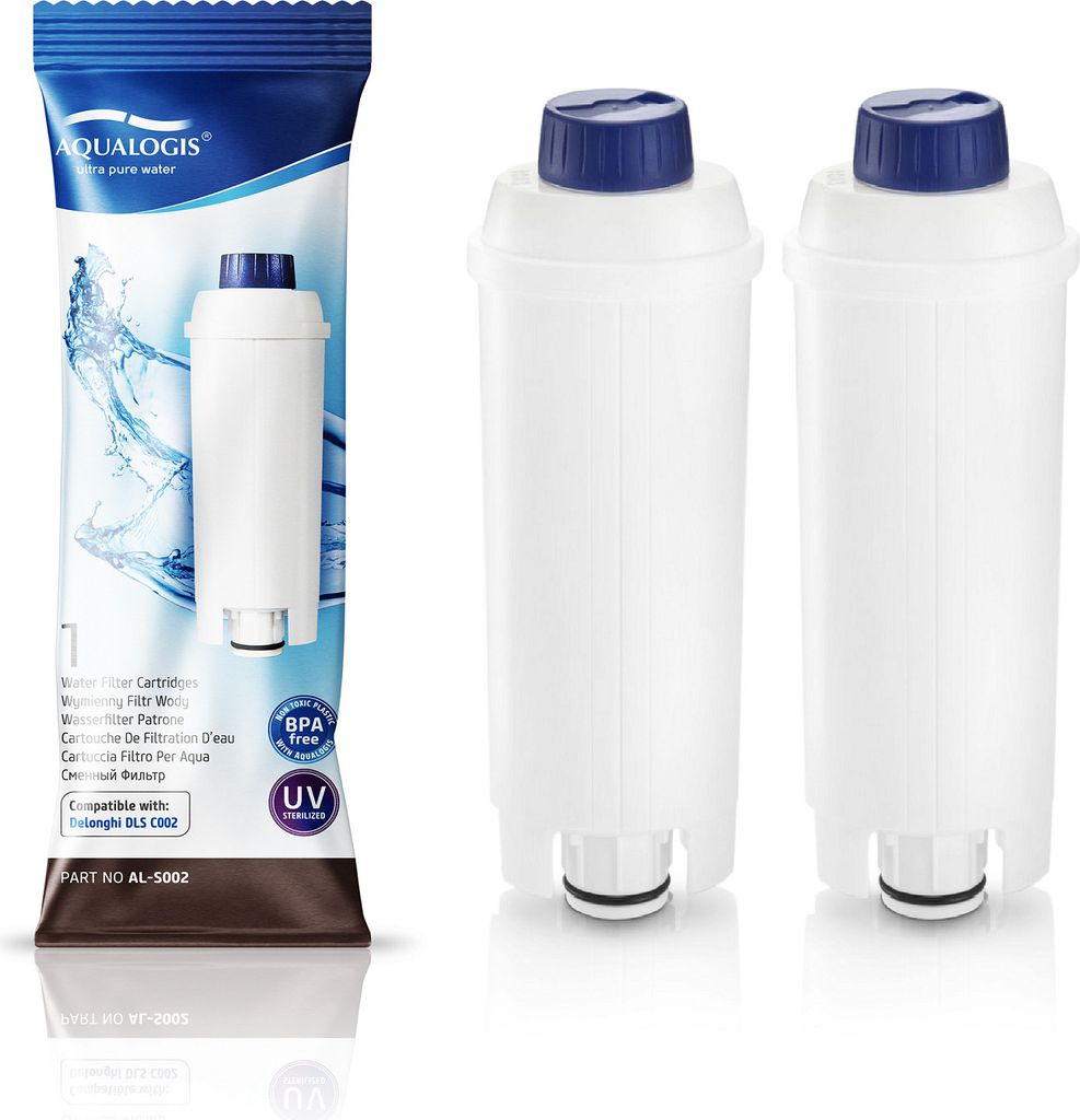 Aqualogis Al-S002 Filter für Delonghi Espressomaschine Ersatz DLSC002 2 Stk - Kompatibel mit Delonghi Magnifica S, Eletta Explorer - Wasserfilter