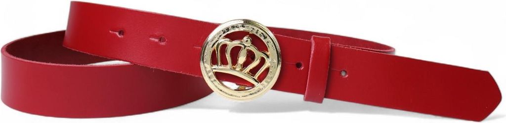 FRONHOFER Damen Ledergürtel 3 cm, runde Gürtelschnalle Krone gold, echt Leder
