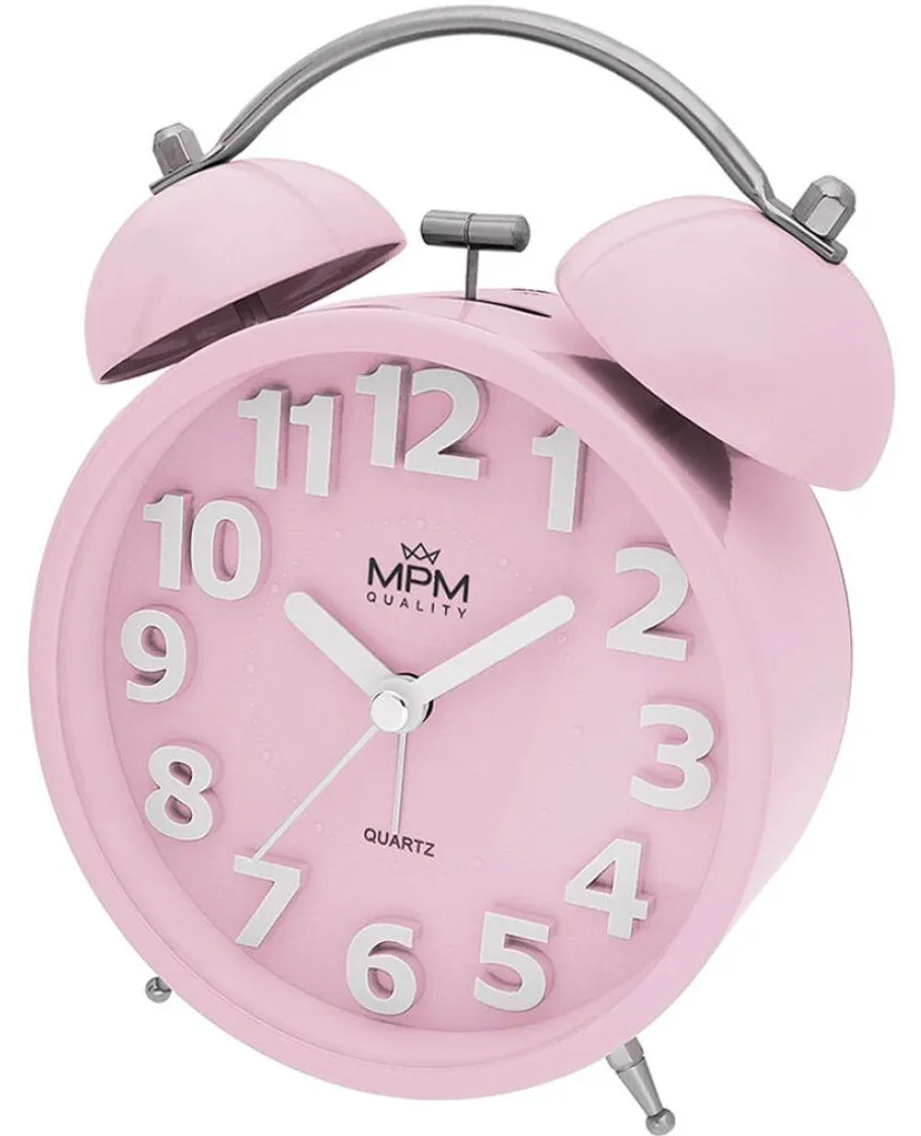 Réveil silencieux rose MPM Happy Morning en métal - Ne ratez plus le matin
