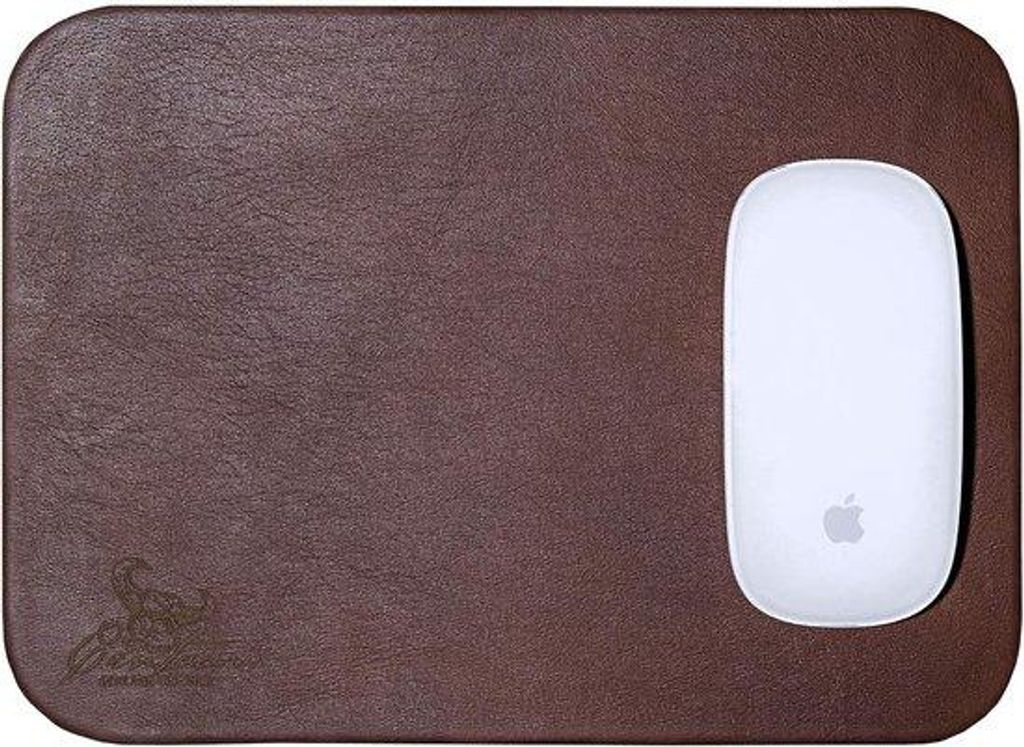 Handgepolijst leer muismat 25x18 cm notenbruin