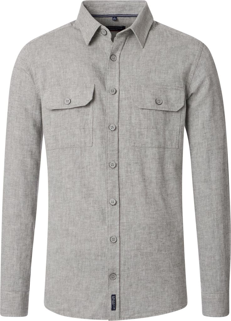 CASAMODA Herren Hemdjacke Langarm Kent Casual Leinenmix Grün L