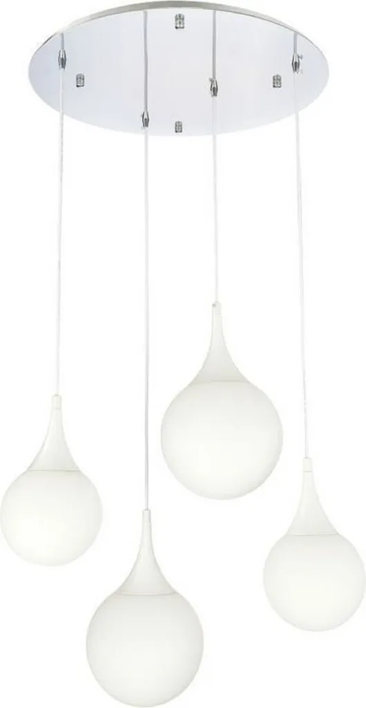 Suspension LED Ø52,5cm argentée et verre blanc dépoli haute luminosité