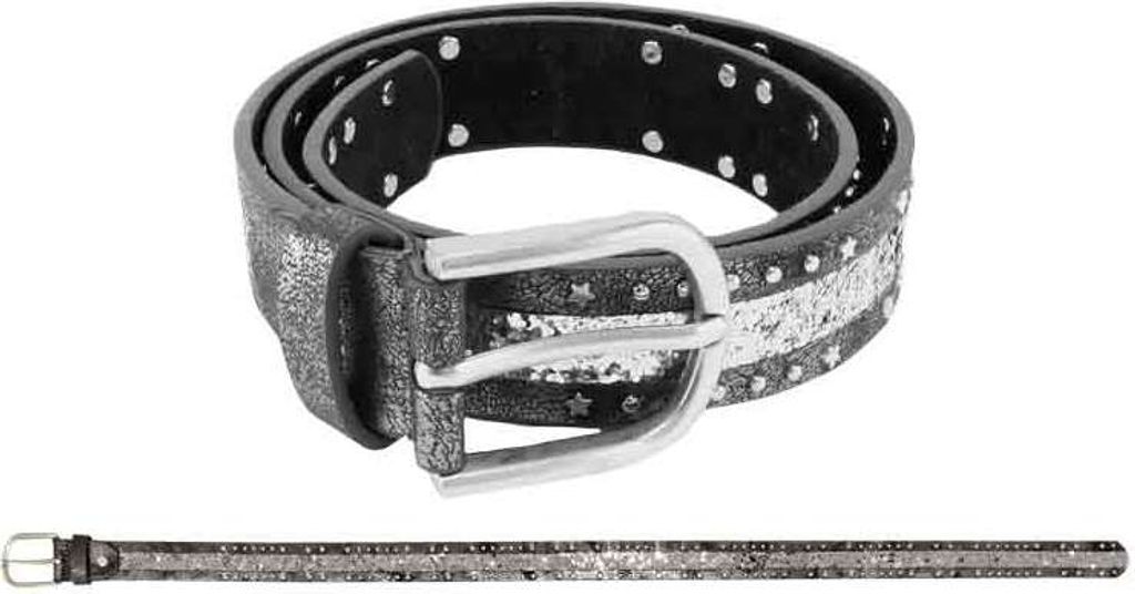 Gürtel Nieten+Glitzer anthrazit 80 cm - bb-Klostermann 22197 - Kindergürtel -