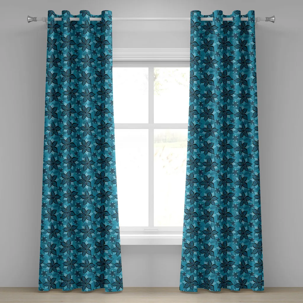 Tende Moderne Blu Petrolio ABAKUHAUS - Stile Botanico Astratto