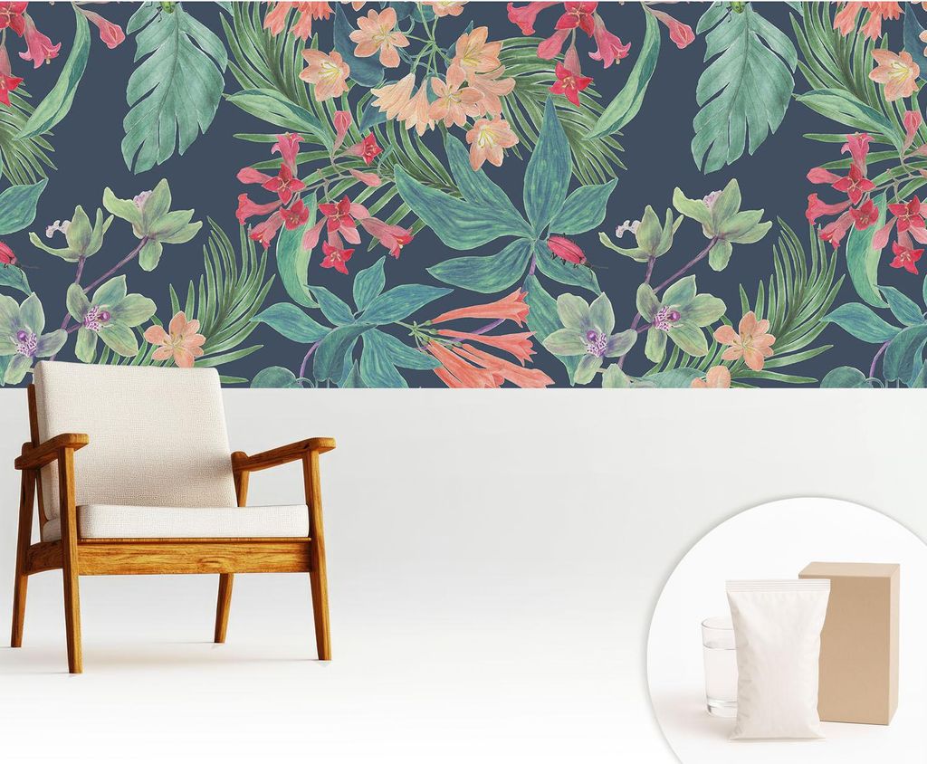 Fototapete - 250x104 cm - Tapete - Wandtapete - Wandbilder - Dekofolie - Tapete Folie - Wand - Dekoration - Wohnzimmer - Tropische Blumen