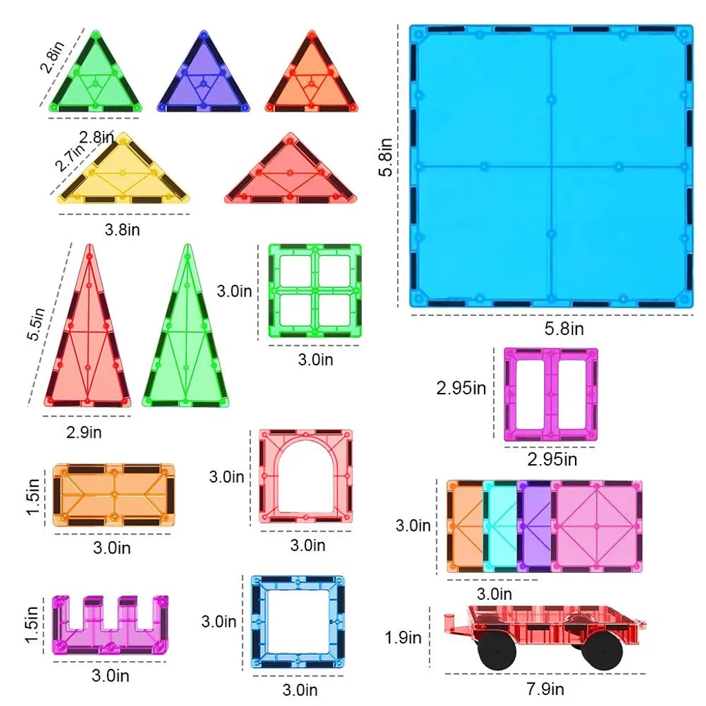Blocs de construction magnétiques 100 pièces avec 2 voitures de course