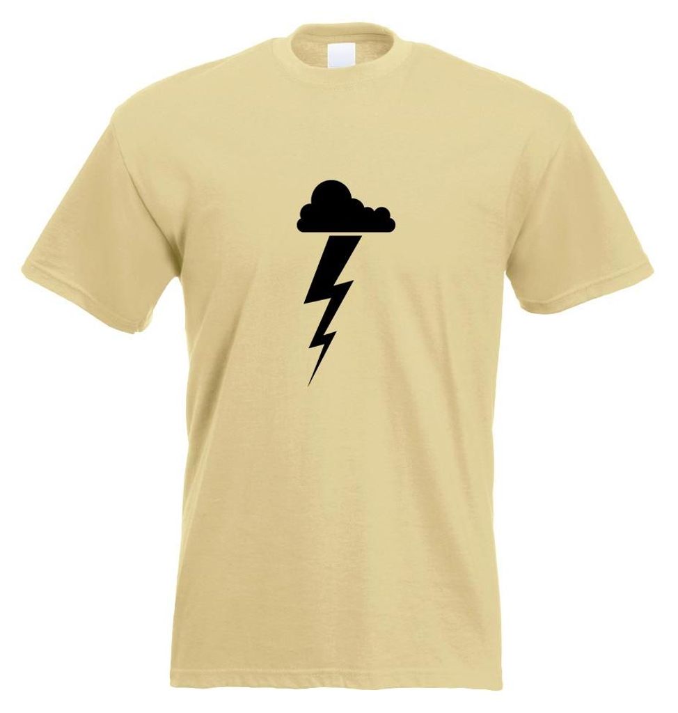 Kiwistar - T-Shirt - Khaki - Gewitterwolke Blitz Motiv Bedruckt Funshirt Design Print - mit Motiv Bedruckt - Funshirt Design - Sport - Freizeit - H...