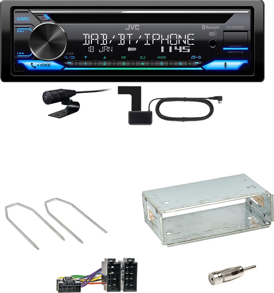 JVC KD-DB922BT Bluetooth Digitalradio Einbauset für Dacia Duster bis 2012