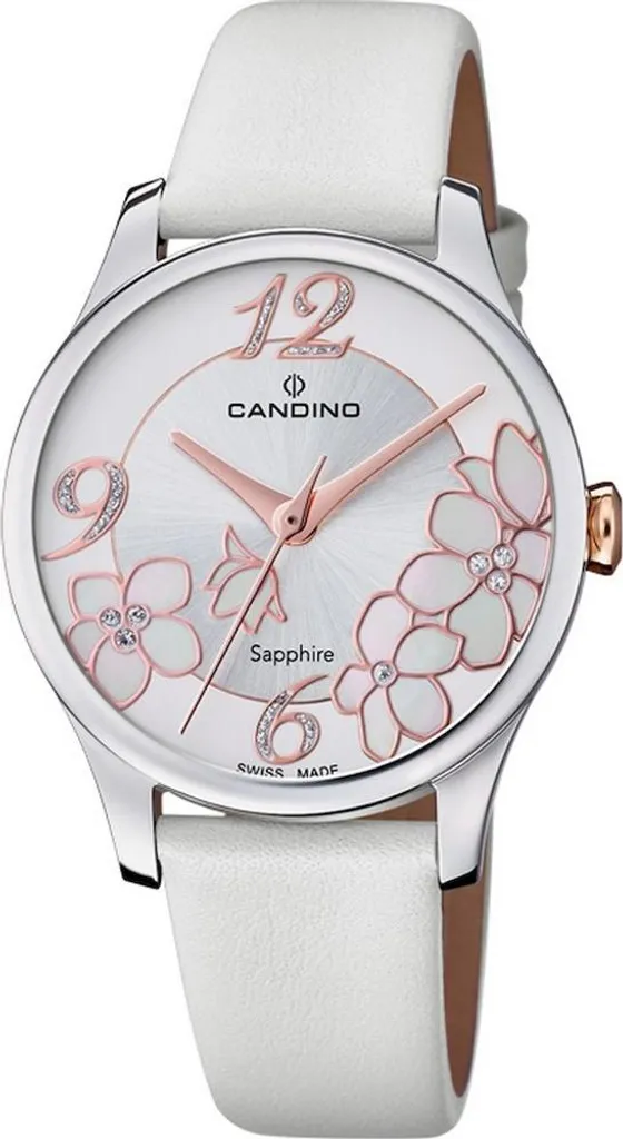 Montre Candino C4720/1 pour femme ligne Newness en acier et cuir blanc