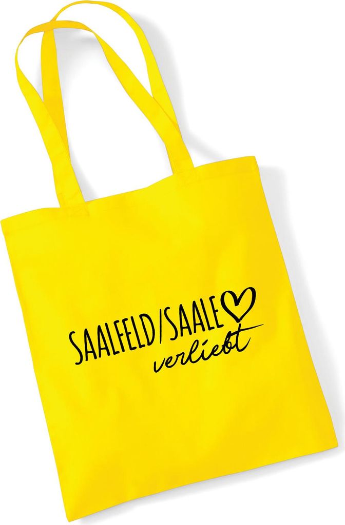 Huuraa Jutebeutel Saalfeld Saale verliebt 10 Liter Yellow Baumwolle Tasche Geschenkidee