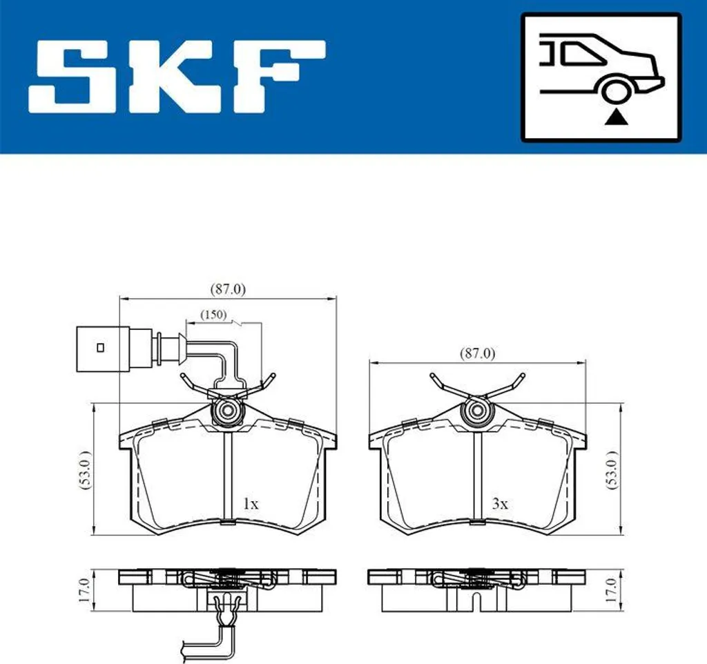 Plaquettes de frein SKF haute résistance OE 1133447 pour Sharan V6