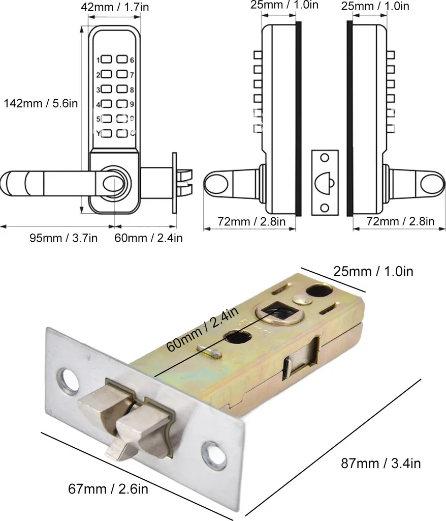 Serrure de Portail Double Face sans Clé, Digicode Mécanique Etanche - 2