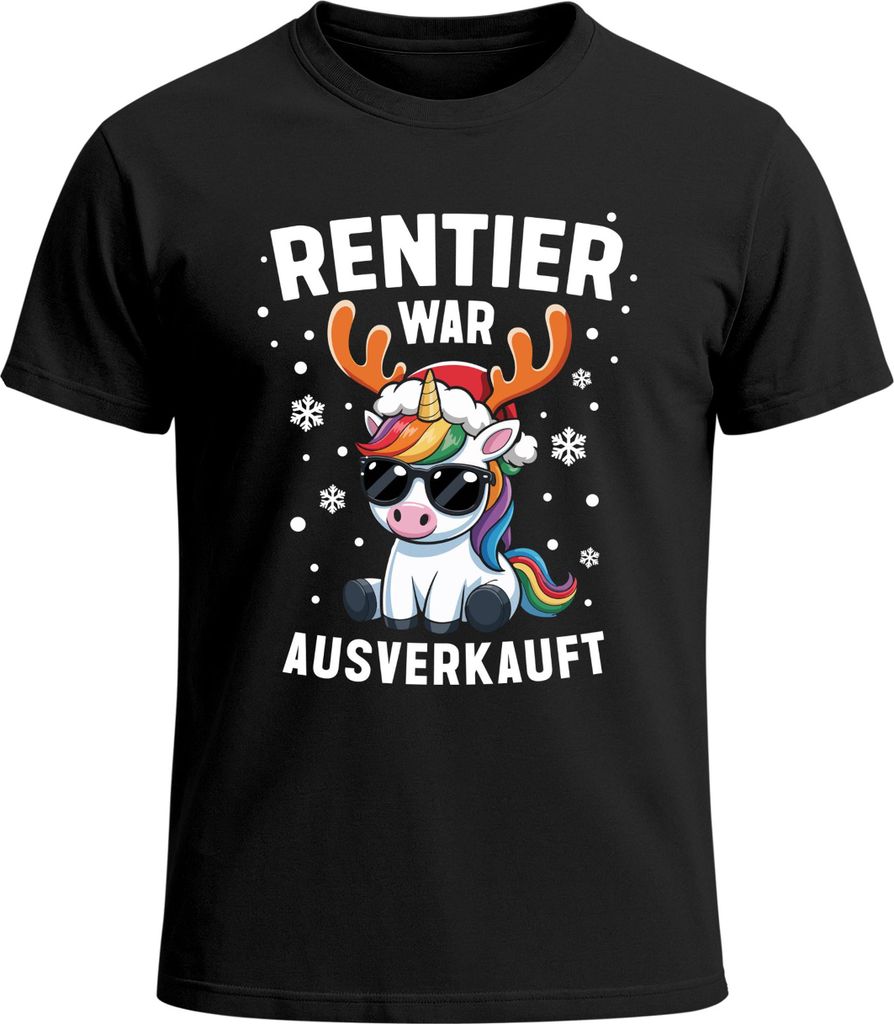 Herren T-Shirt Weihnachten Spruch Lustig Rentier war t Einhorn Schaf Ente Katze XMAS Outfit Männer Moonworks