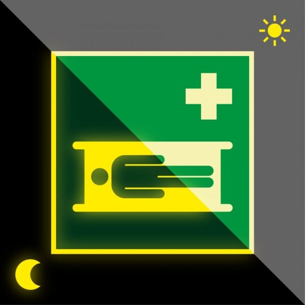 Schild | PERMALIGHT power langnachleuchtend Rettungszeichen Krankentrage, ASR...