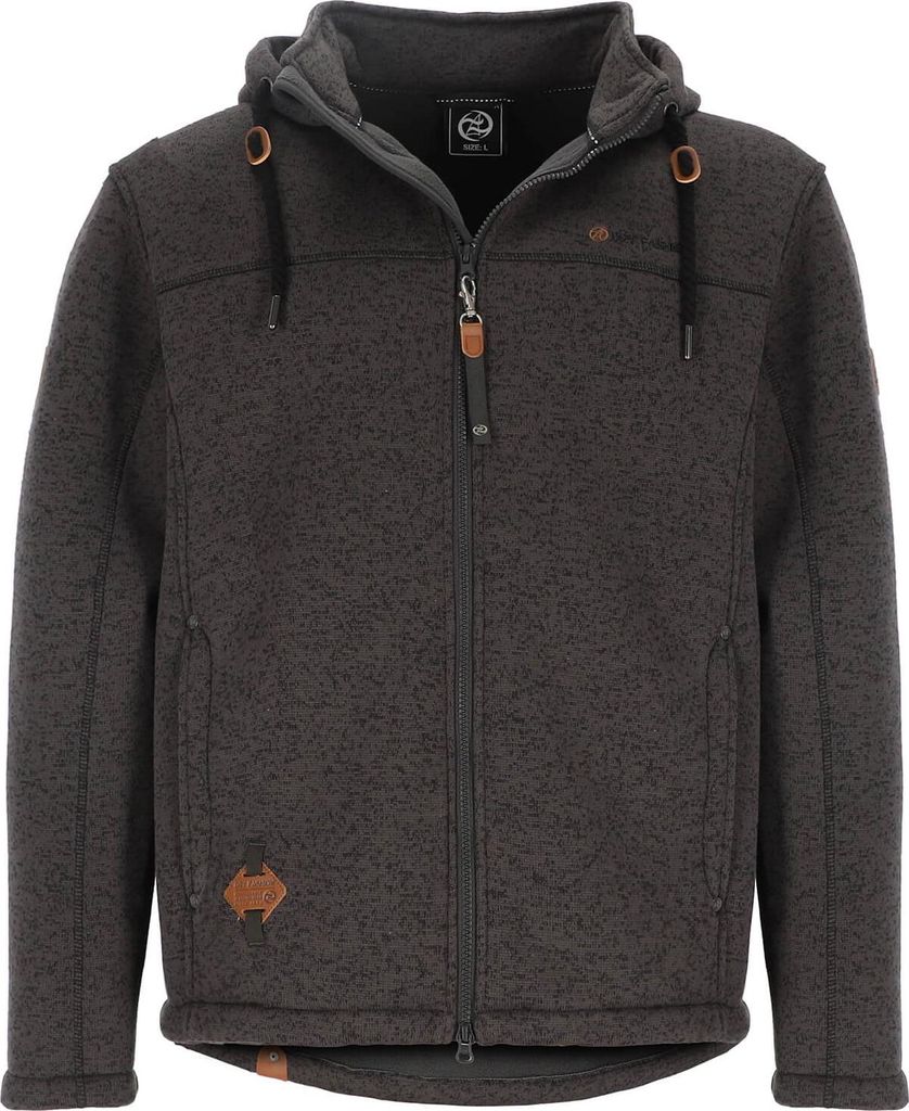 Dry Fashion Herren Wollfleece-Jacke Helgoland mit Kapuze - Windabweisende Fleecejacke in sportiver Form in Anthrazit Melange Größe 3XL