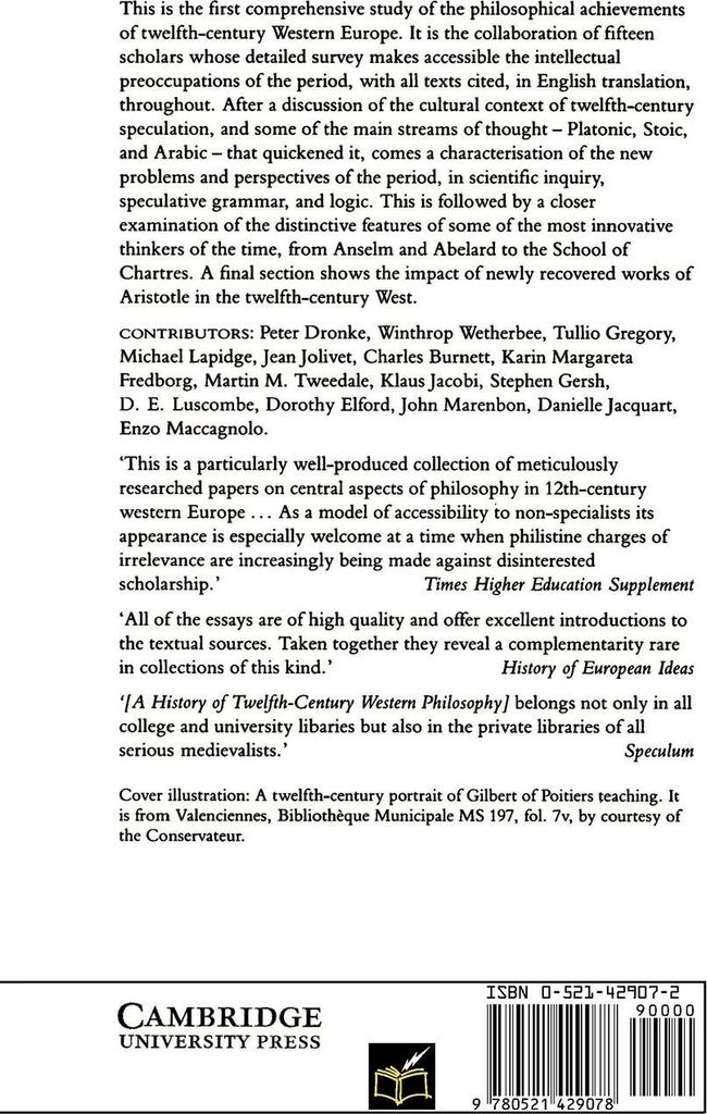 A History of Twelfth-Century Western Philosophy. Dronke, Peter .