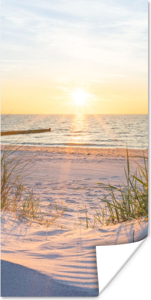MuchoWow Poster Strand - Sonne - Düne - Gras - Sand - Horizont 20x40 cm - Plakat - Foto