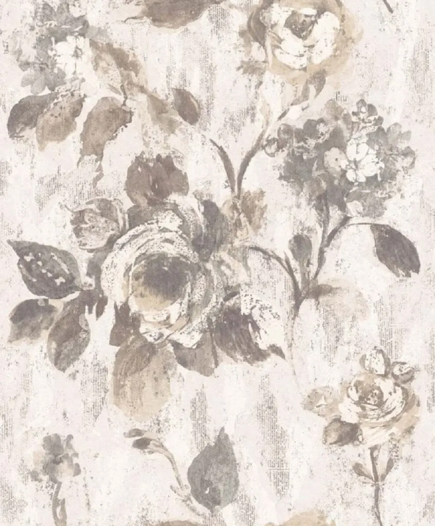 Papier peint intissé baroque résistant coloris blanc gris 10m x 0,53m