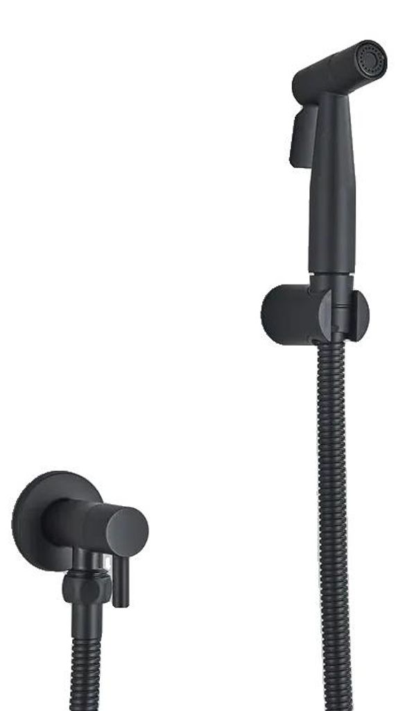 Handheld Bidet-Sprayer, Edelstahl, Wandmontage, schwarzes Produktbild 