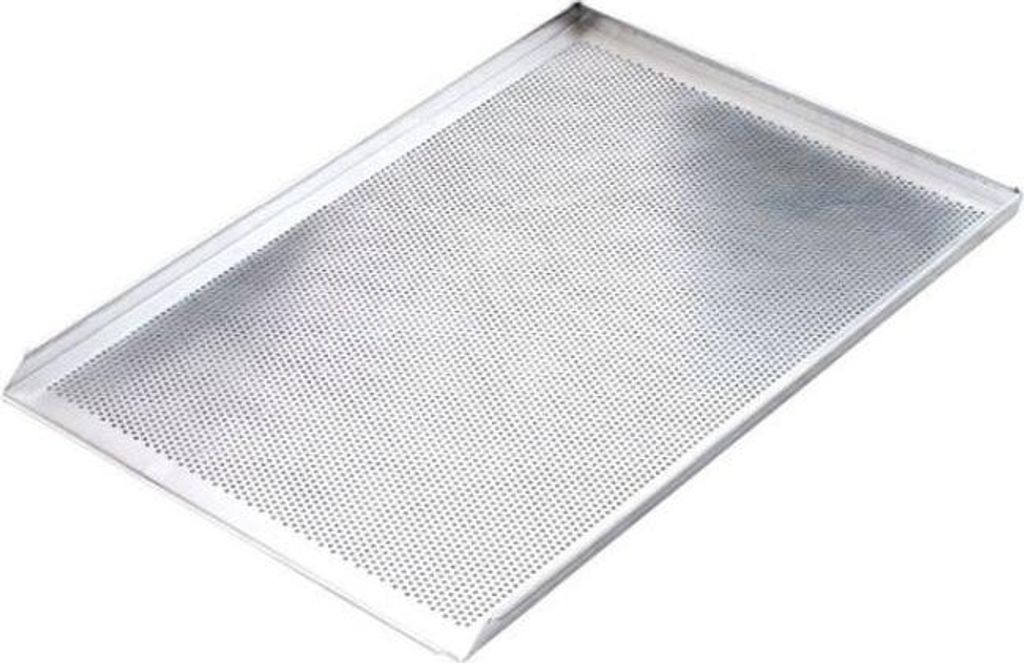 3-Rand-Backblech aus Aluminium, gelocht, Bäckernorm 600x400 mm