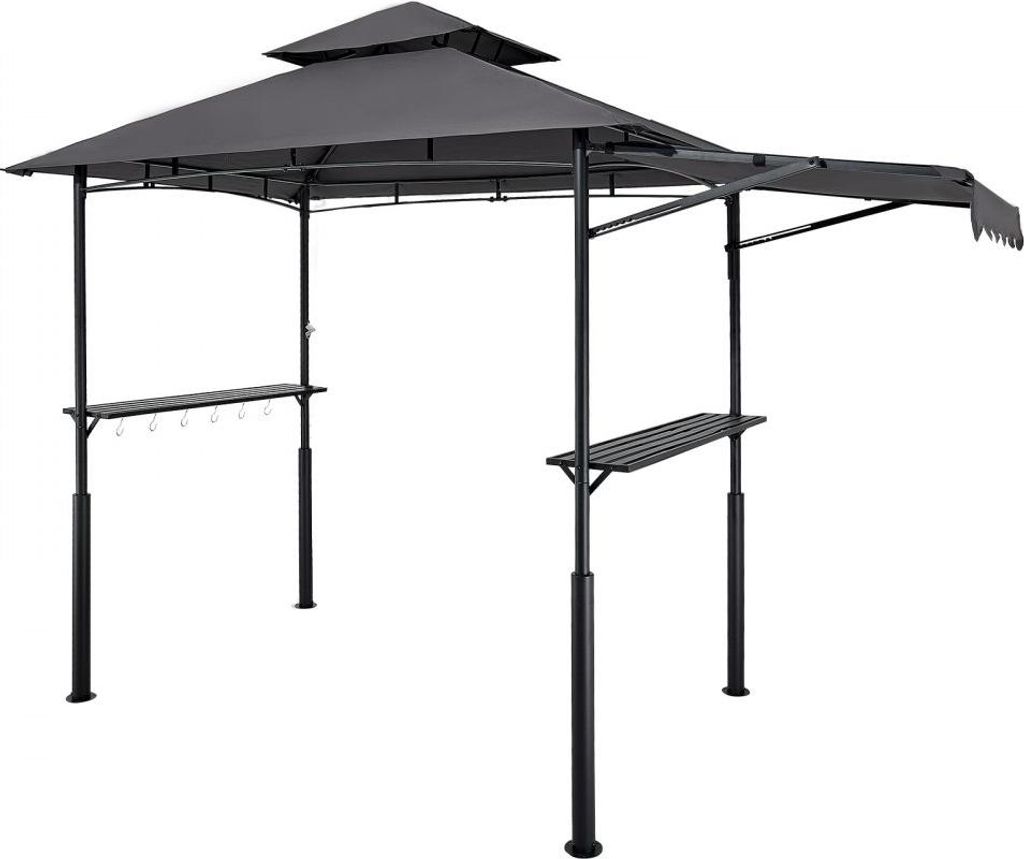 Grillpavillon 2430x1500x500mm - Außengrill Überdachung - 2-stufige BBQ-Gazebo-Überdachung - Gartenpavillon mit Doppeldach & verstärkten Stützb...