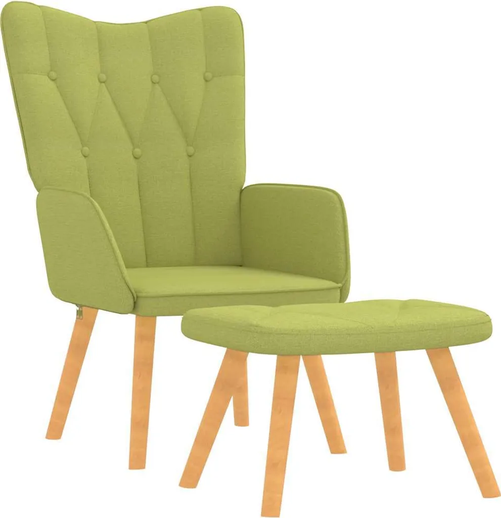 vidaXL Fauteuil relax avec pouf Vert Tissu - Siège confort ergonomique