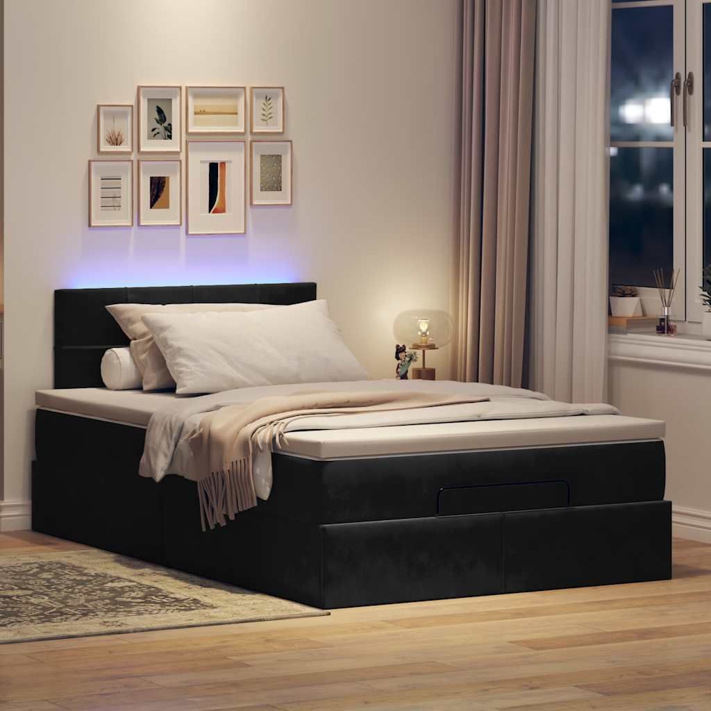 Maison Exclusive - Ottoman-Bett mit Matratze & LEDs Schwarz 120x200 cm Samt