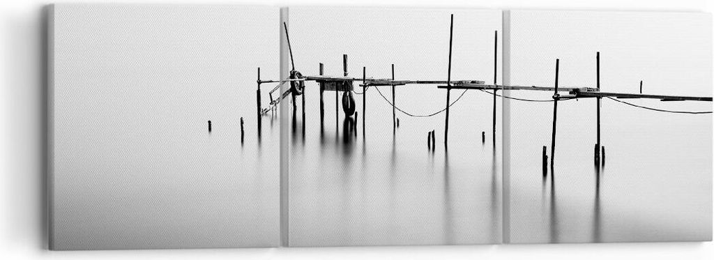 Bild auf Leinwand - Leinwandbild - Meer Brücke Wasser - 90x30cm - Wand Bild - Wanddeko - Wandbilder - Leinwanddruck - Bilder - Kunstdruck - Wandde...