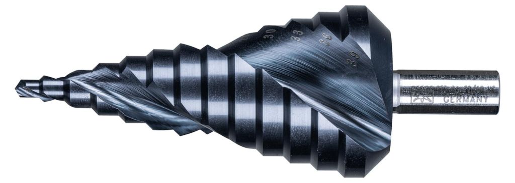 PFERD TOOLS Stufenbohrer HSS 13 Bohrstufen Ø 4-39 mm 3-Flächenschaft-Ø 10mm HICOAT beschichtet